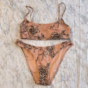 Triangl Swimwear Peach and Black Floral Bikini